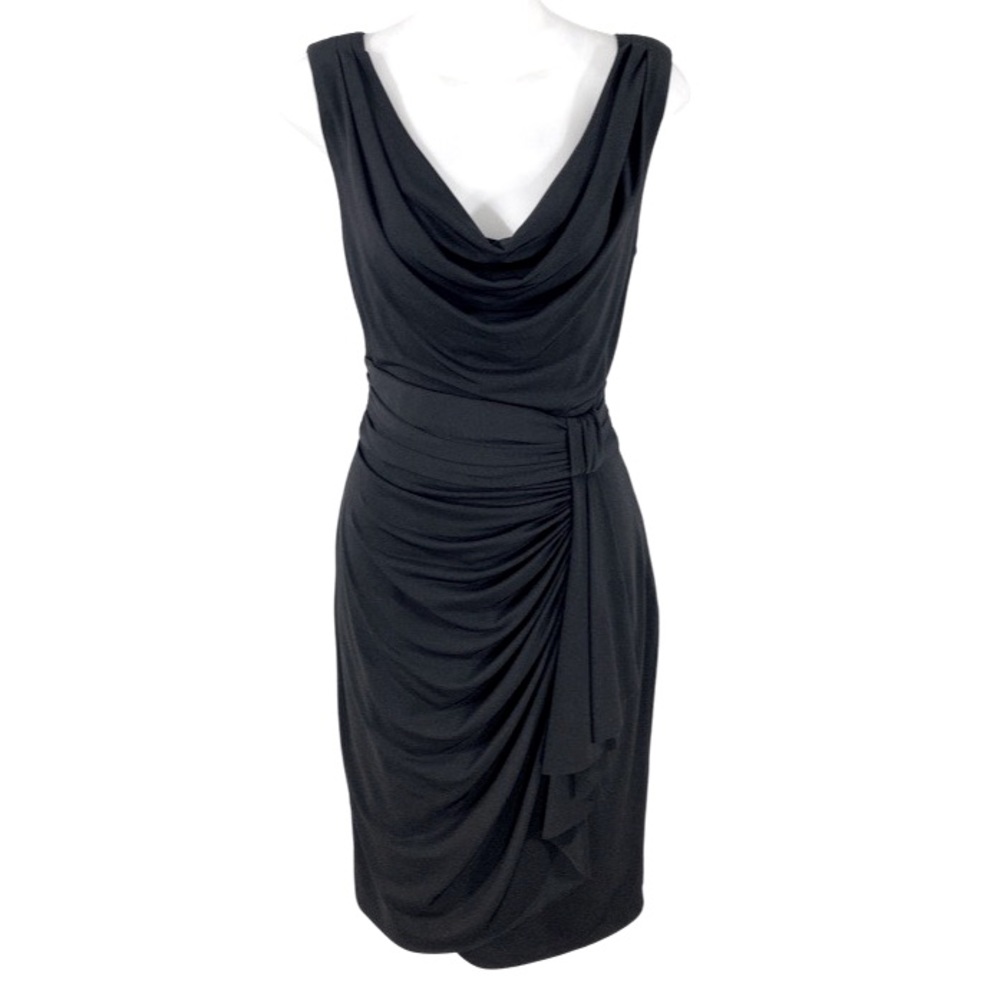 WHBM black drape neck drape jersey dress HH11